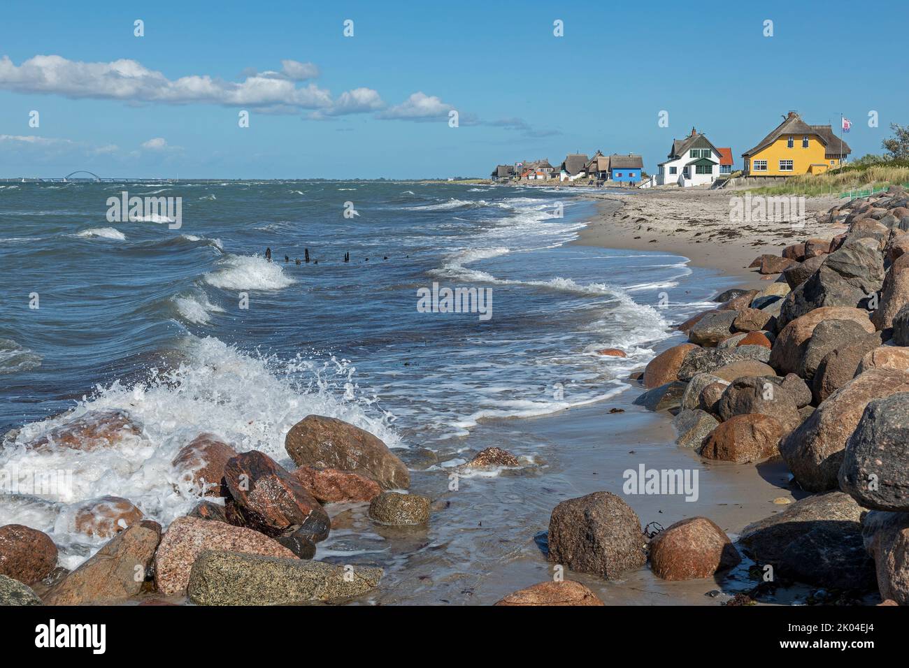 Thatched houses at the beach, Fehmarn Sound Bridge, Graswarder