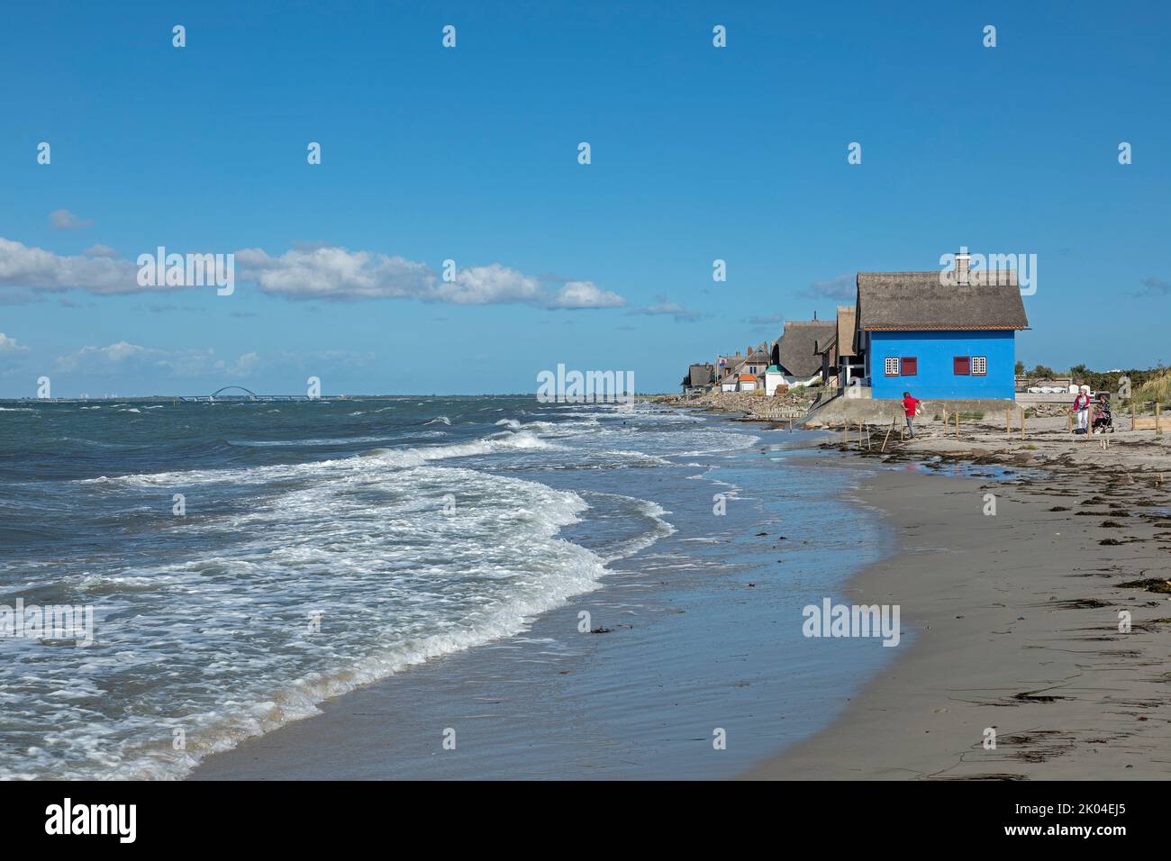Thatched houses at the beach, Fehmarn Sound Bridge, Graswarder