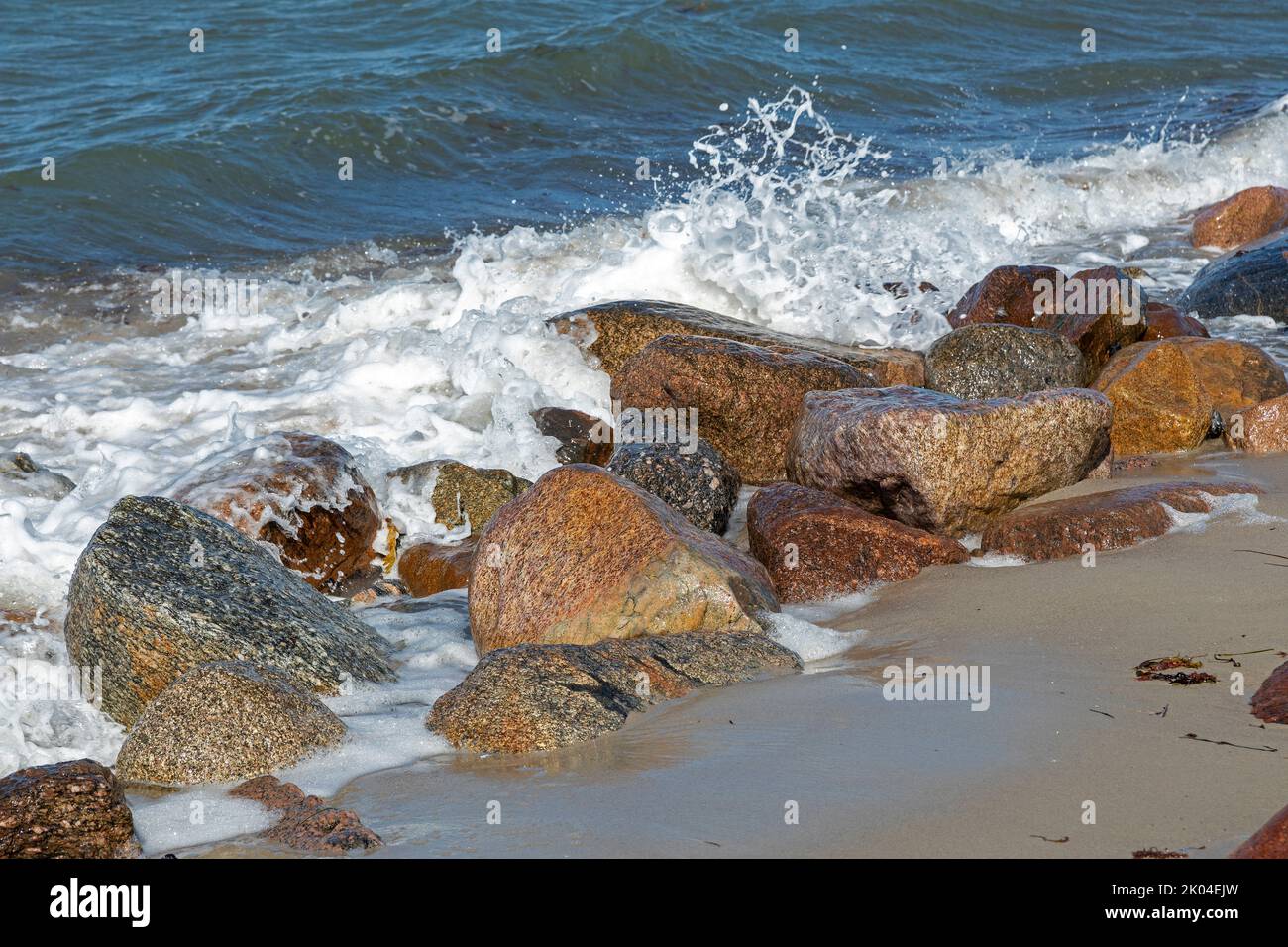 Rocks at the beach, Graswarder peninsula, Heiligenhafen, Schleswig-Holstein, Germany Stock Photo