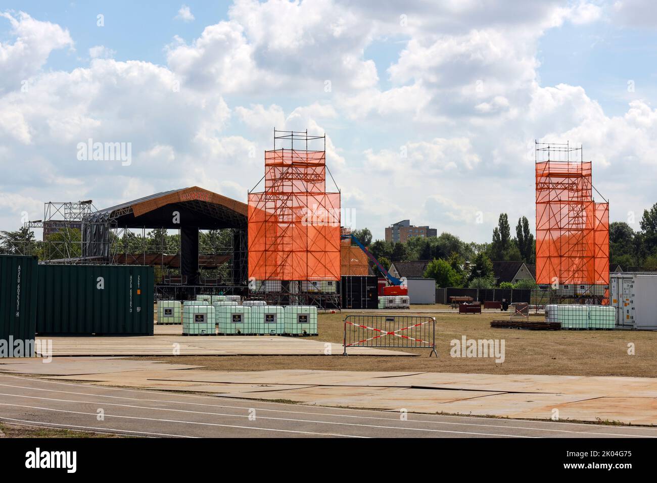 Festival area with sale points and stage of Culinesse in Rotterdam Stock Photo