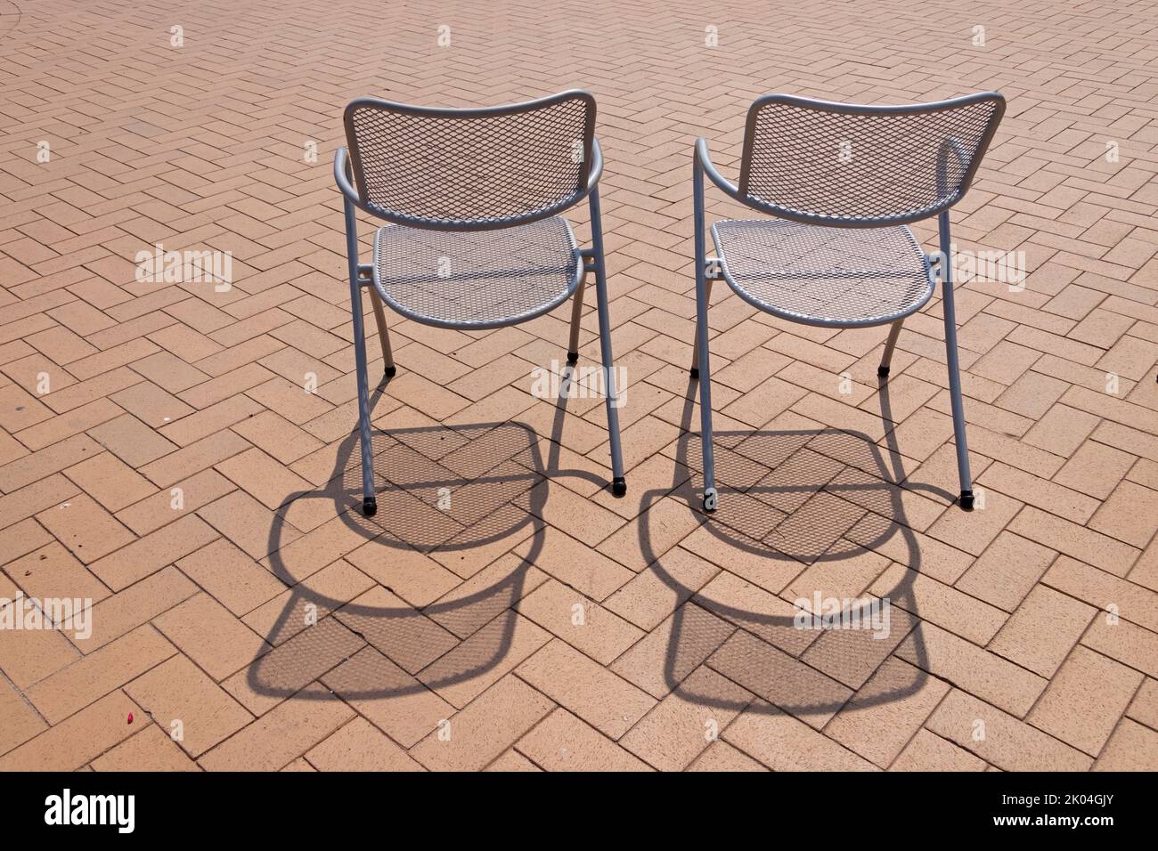 chairs, shadows, seafront, Göhren, Rügen Island, Mecklenburg-West Pomerania, Germany Stock Photo
