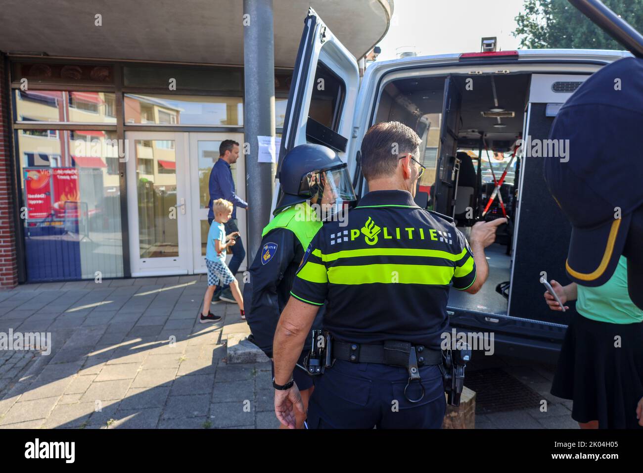 Children dressed as ME agent of special police forces at 112 dag in Nieuwerkerk aan den IJssel Stock Photo