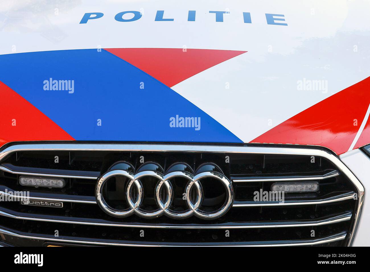 Front of fast police intervention car from traffic department in the Netherlands Stock Photo