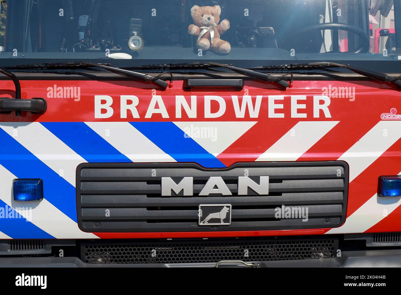 Front of first autotank vehicle of fire brigade Hollands Midden in Nieuwerkerk Stock Photo