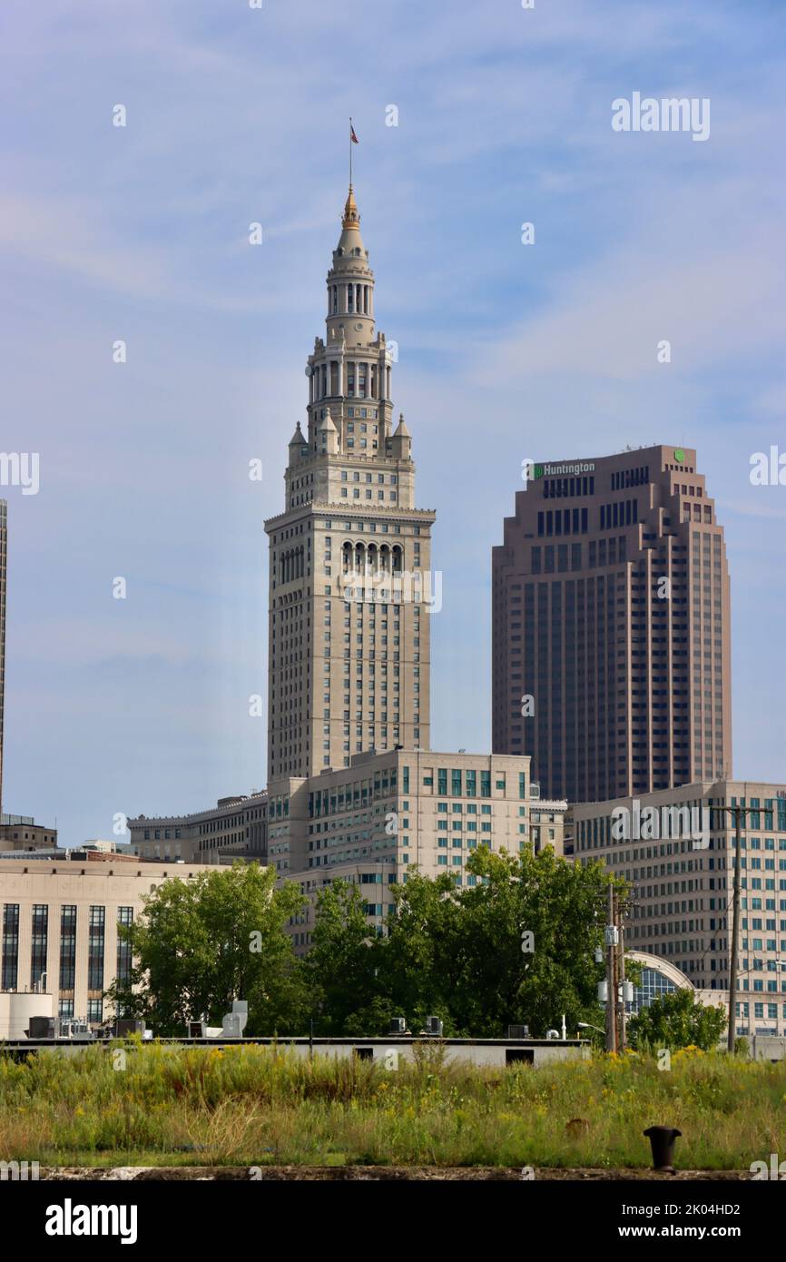 Cleveland downtown skyline with Tower City and Huntington bank building