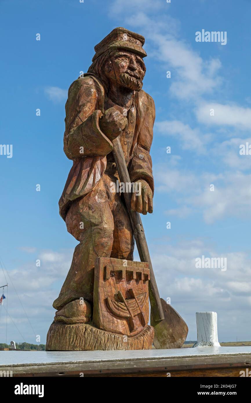 statue, harbour, Altefähr, Rügen Island, Mecklenburg-West Pomerania, Germany Stock Photo