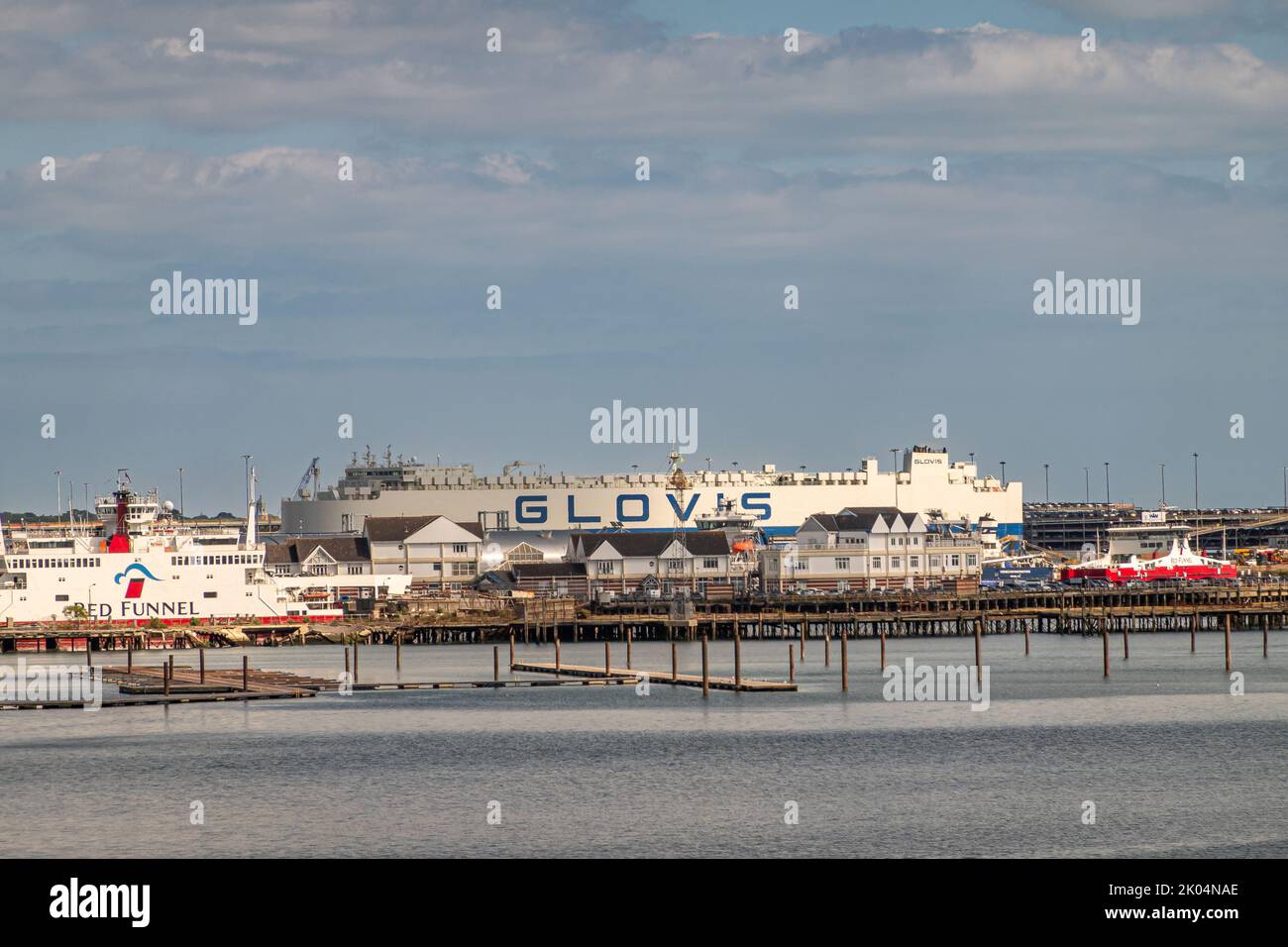 Southampton, England, UK July 7, 2022 Harbor scenery. Blue Glovis