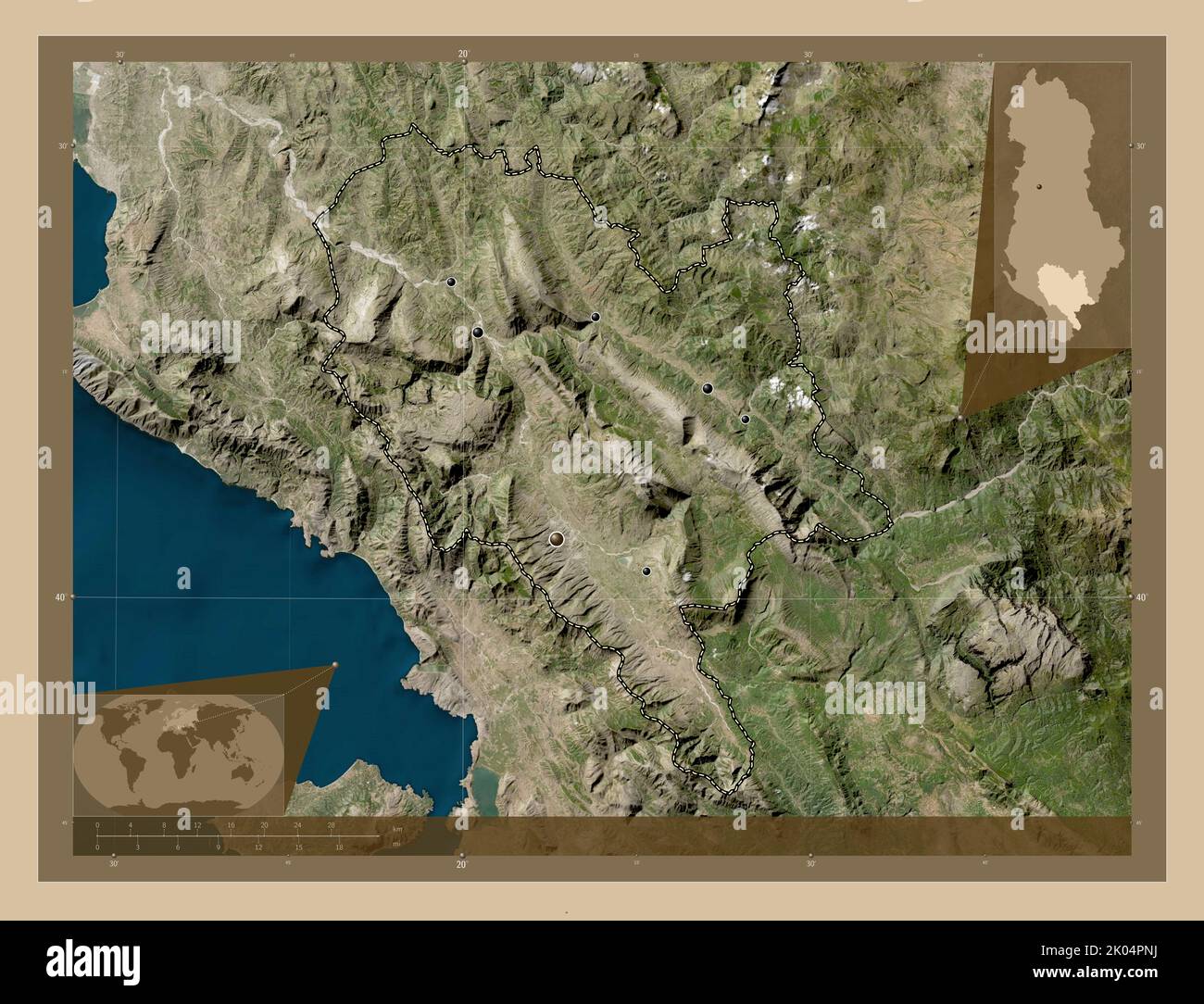 Gjirokaster County Of Albania Low Resolution Satellite Map Locations Gjirokaster County Of Albania Low Resolution Satellite Map Locations