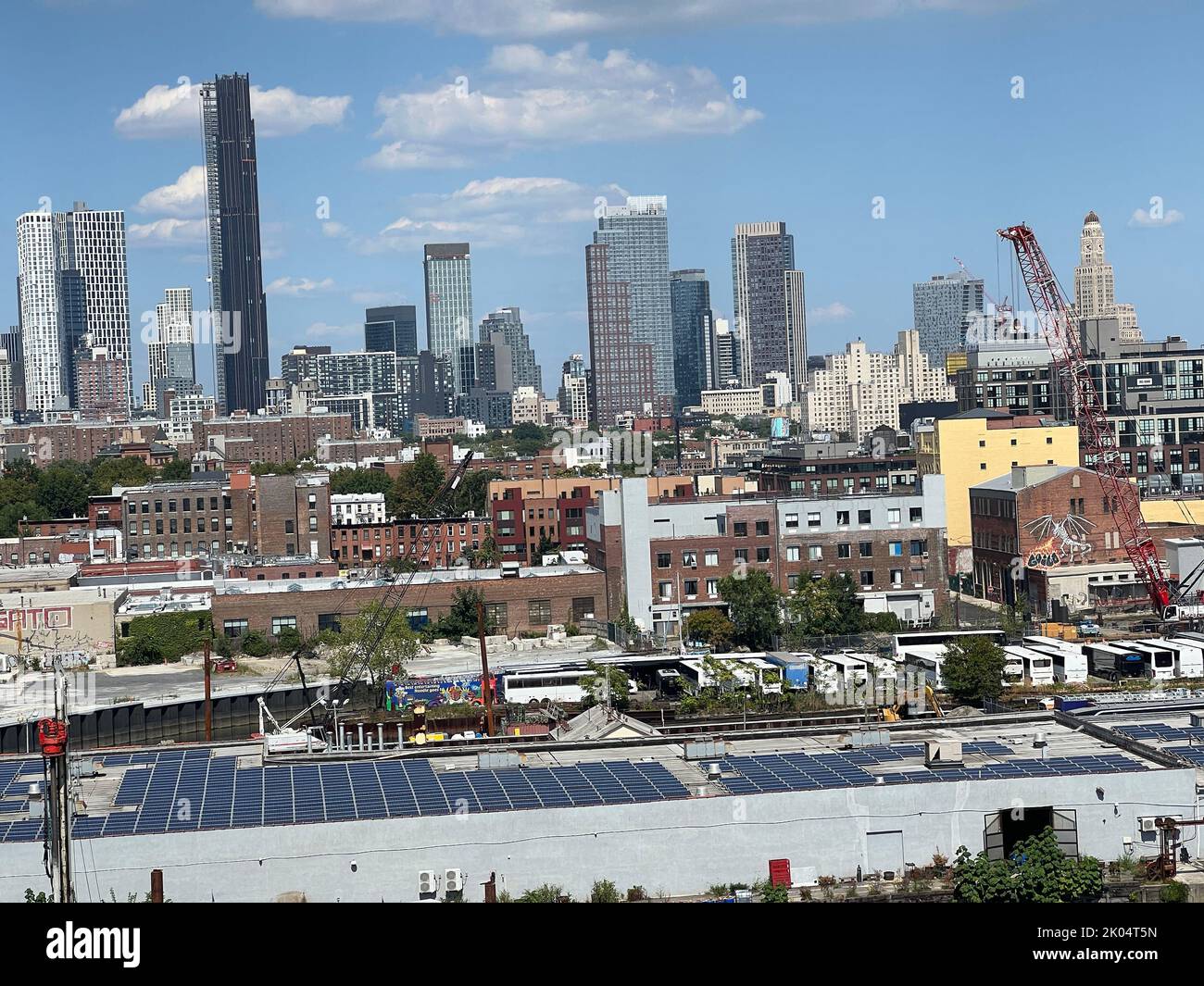 Looking across the Gowanus industrial district with the newer tall buildings in downtown