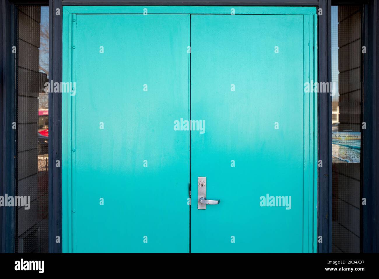 Turquoise Metal Doors Stock Photo