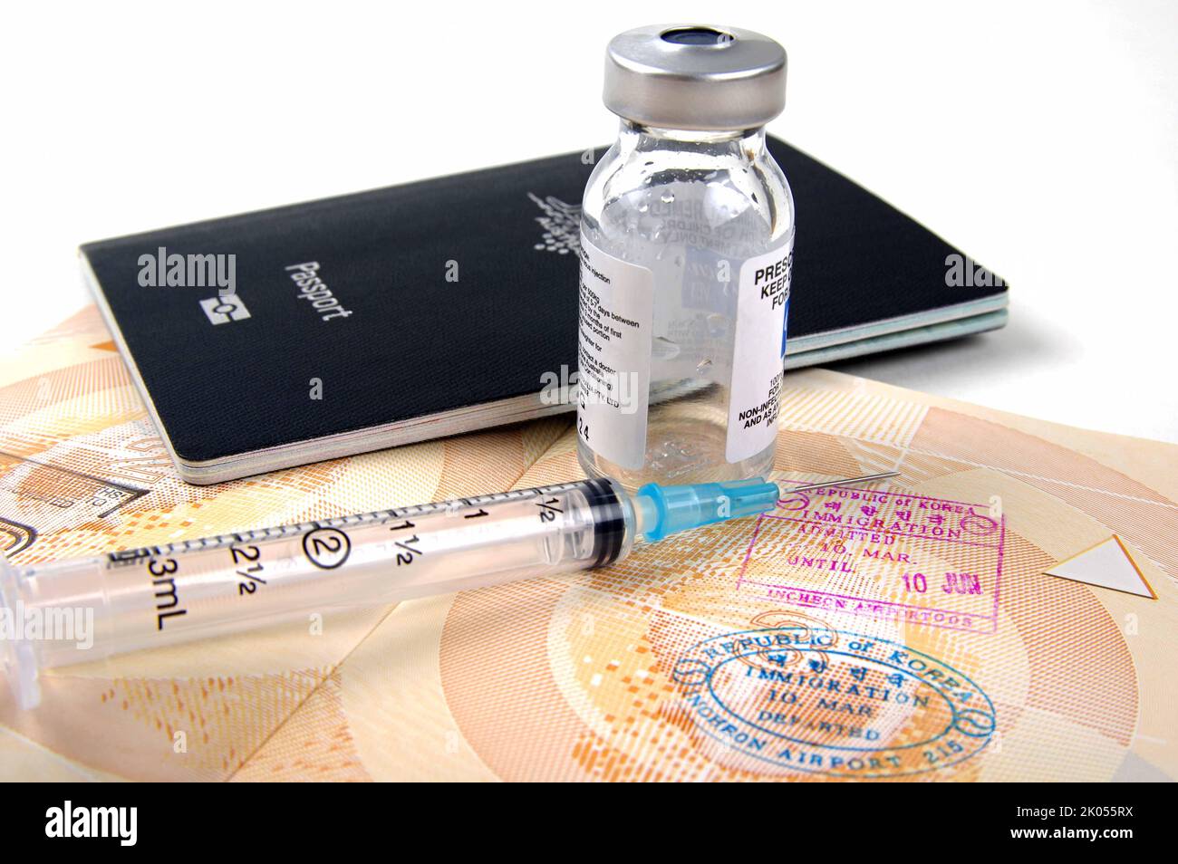 passport and vaccination medical equipment Stock Photo