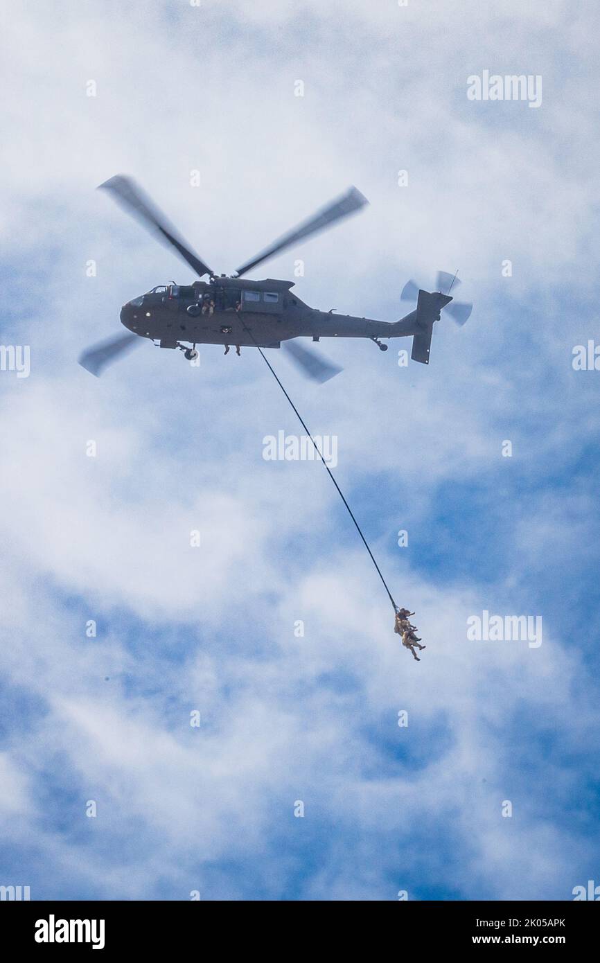 A u s army uh 60m black hawk helicopter with the 1 150th assault