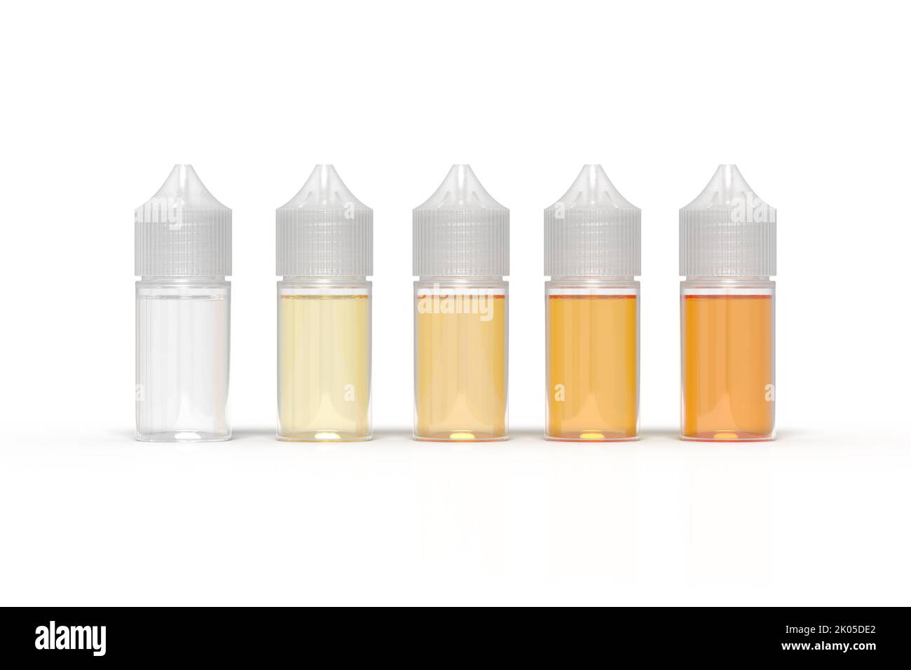 Illustration of vape juice nicotine colors side by side, stages of de