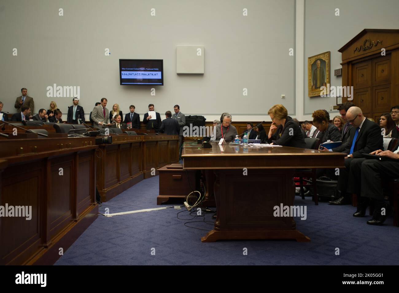 Testimony of Federal Housing Administration Commissioner Carol Galante at hearing of House Financial Services Committee, Capitol Hill. Stock Photo