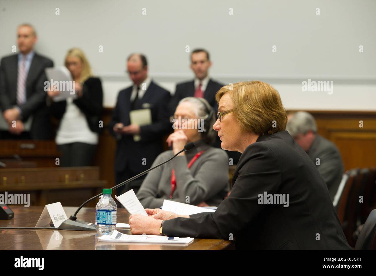 Testimony of Federal Housing Administration Commissioner Carol Galante at hearing of House Financial Services Committee, Capitol Hill. Stock Photo