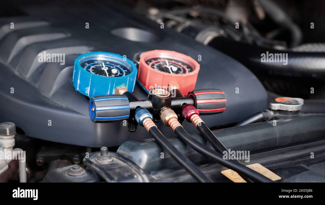 Car air conditioner check service, leak detection, fill refrigerant