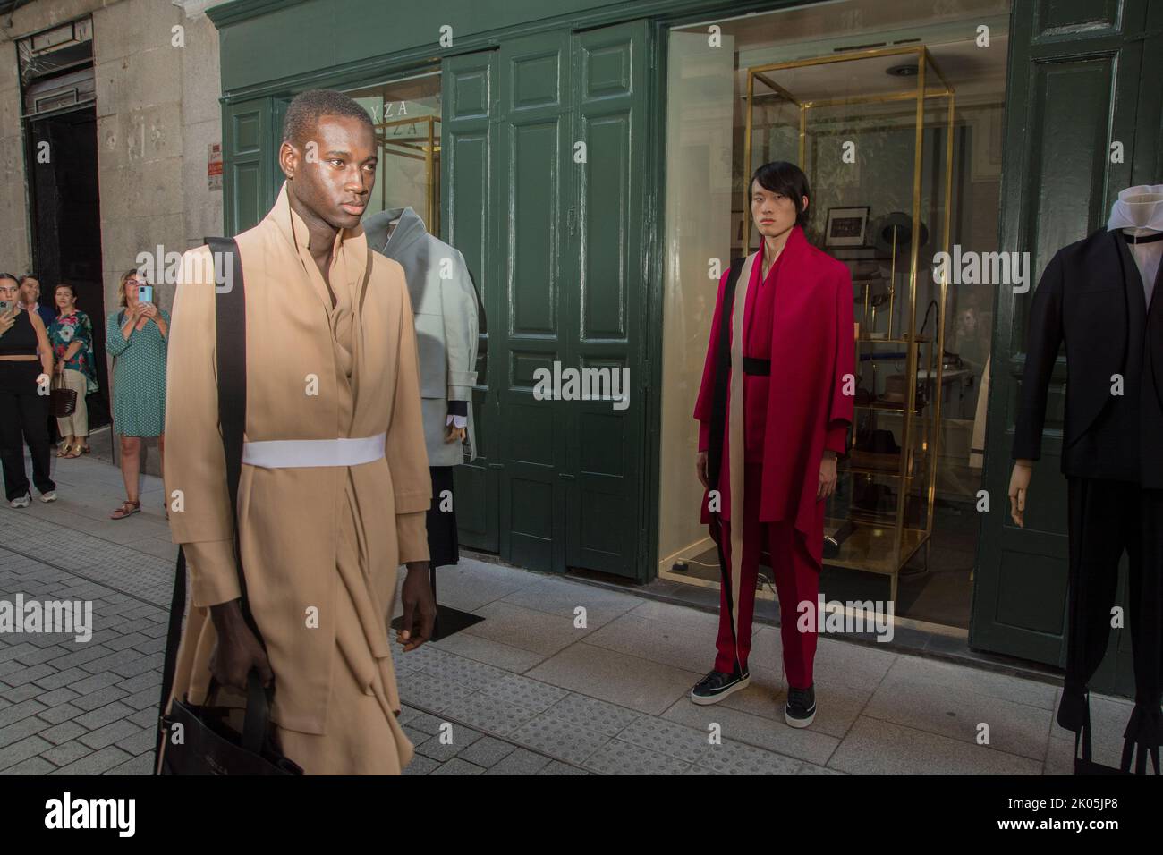 Oteyza has presented at Paris Fashion Week®. The models have left the Oteyza store to parade in Piamonte street, an urban event to show their new proposals that link Spanish High Craftsmanship with luxury streetwear. Stock Photo