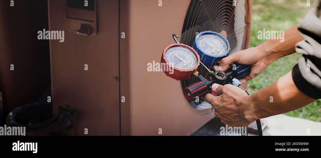 Air condition outdoor unit compressor install outside the house