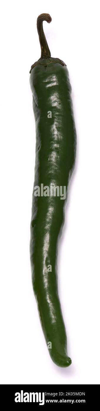 green hot chili pepper isolated on a white background Stock Photo - Alamy