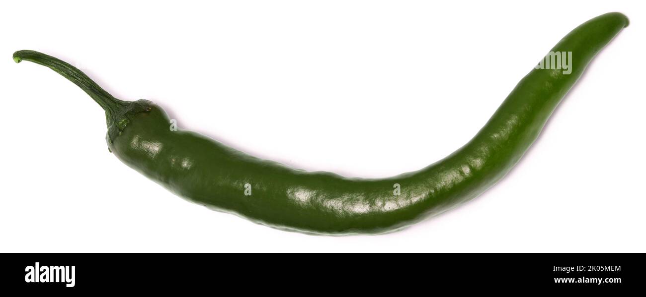 green hot chili pepper isolated on a white background Stock Photo - Alamy