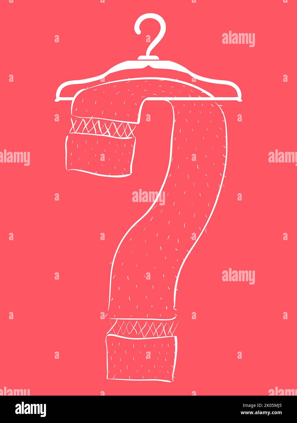 Illustration of Scarf on Hanger Forming Question Mark Shape Stock Photo