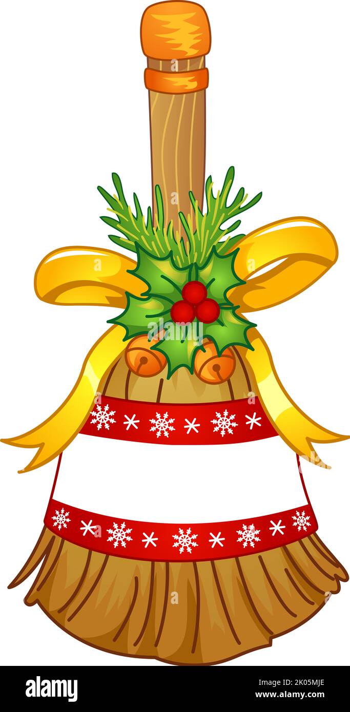 Illustration of Norway Broom Decoration for Christmas with Mistletoe
