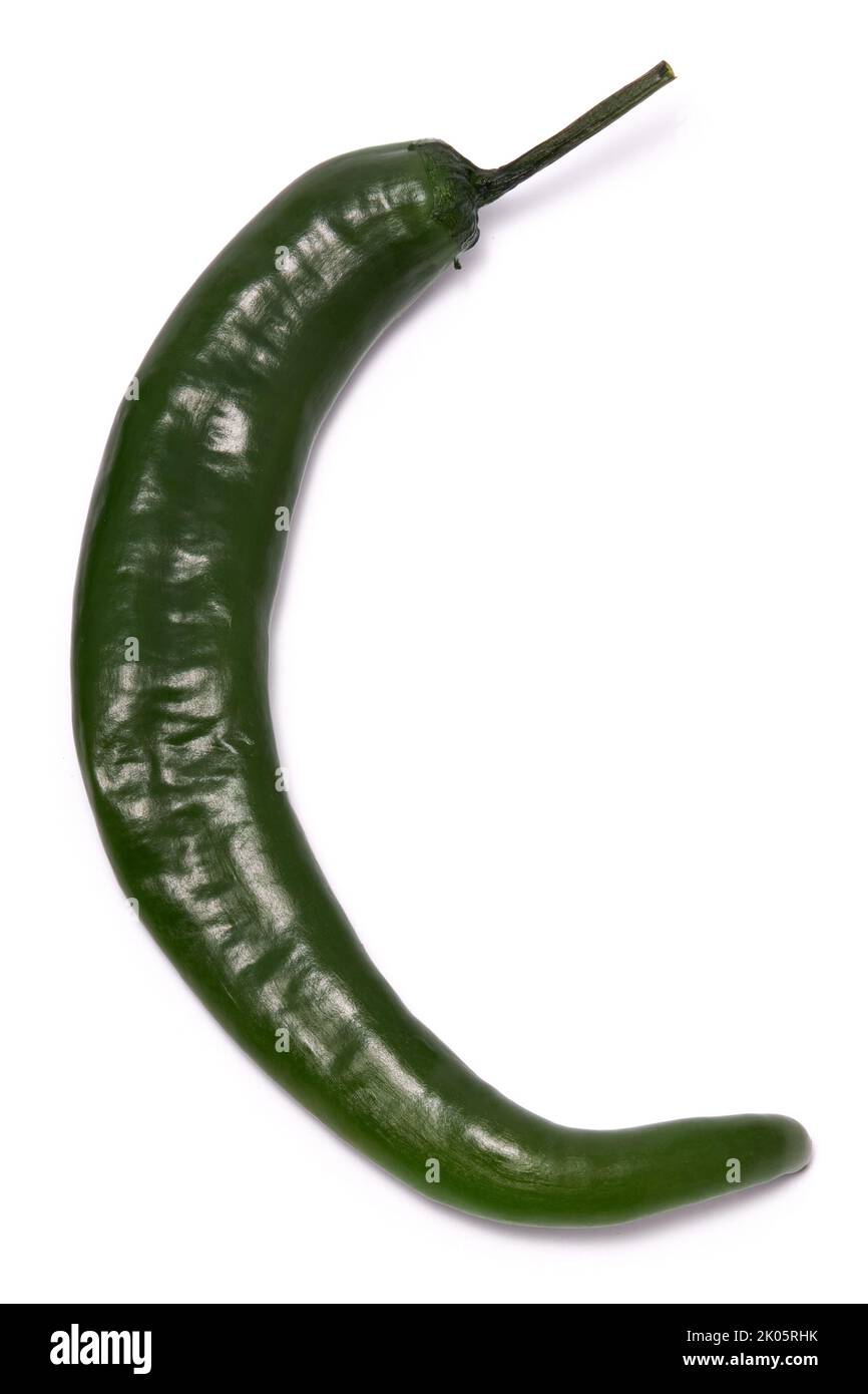 green hot chili pepper isolated on a white background Stock Photo - Alamy