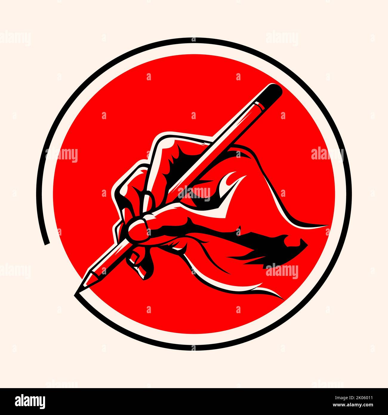 Hand holding stationery slate pencil, writing and drawing tool vector