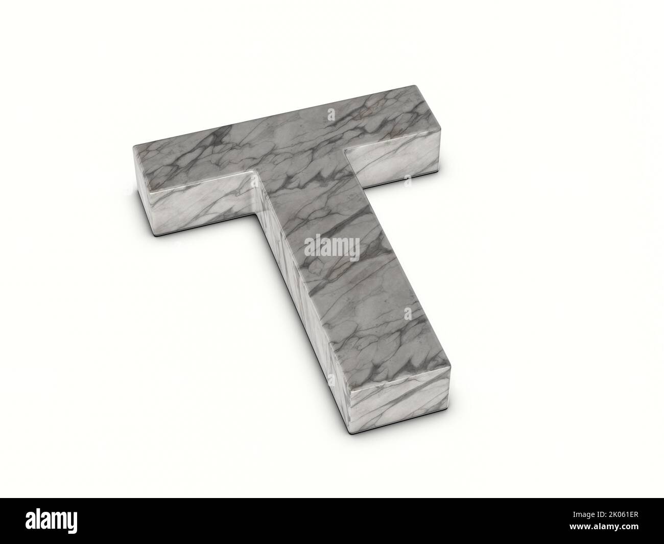 Marble letter T on a white background. 3d illustration. Stock Photo