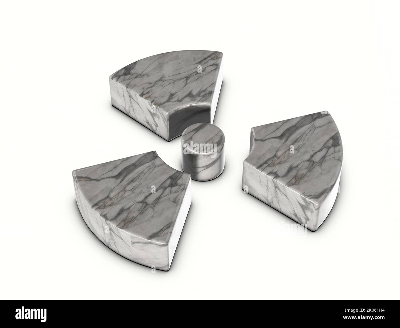 Marble radiation symbol on a white background. 3d illustration Stock