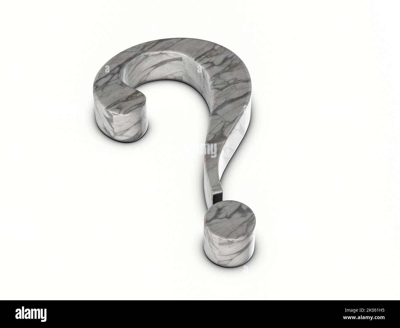Marble question symbol on a white background. 3d illustration Stock
