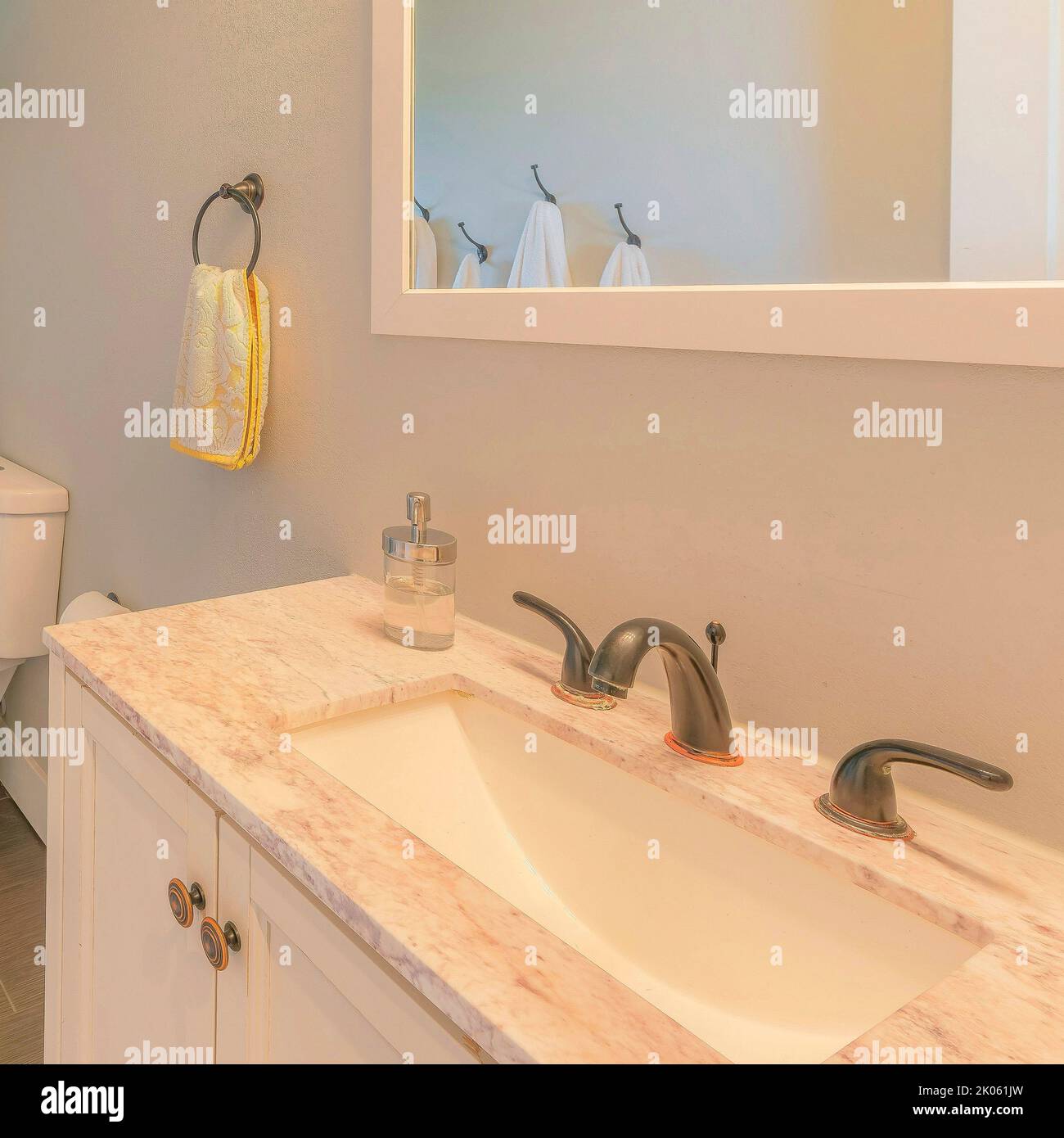 Gallery Detail: Square Bathroom Interior With Window And Warm Ambient Lighting There