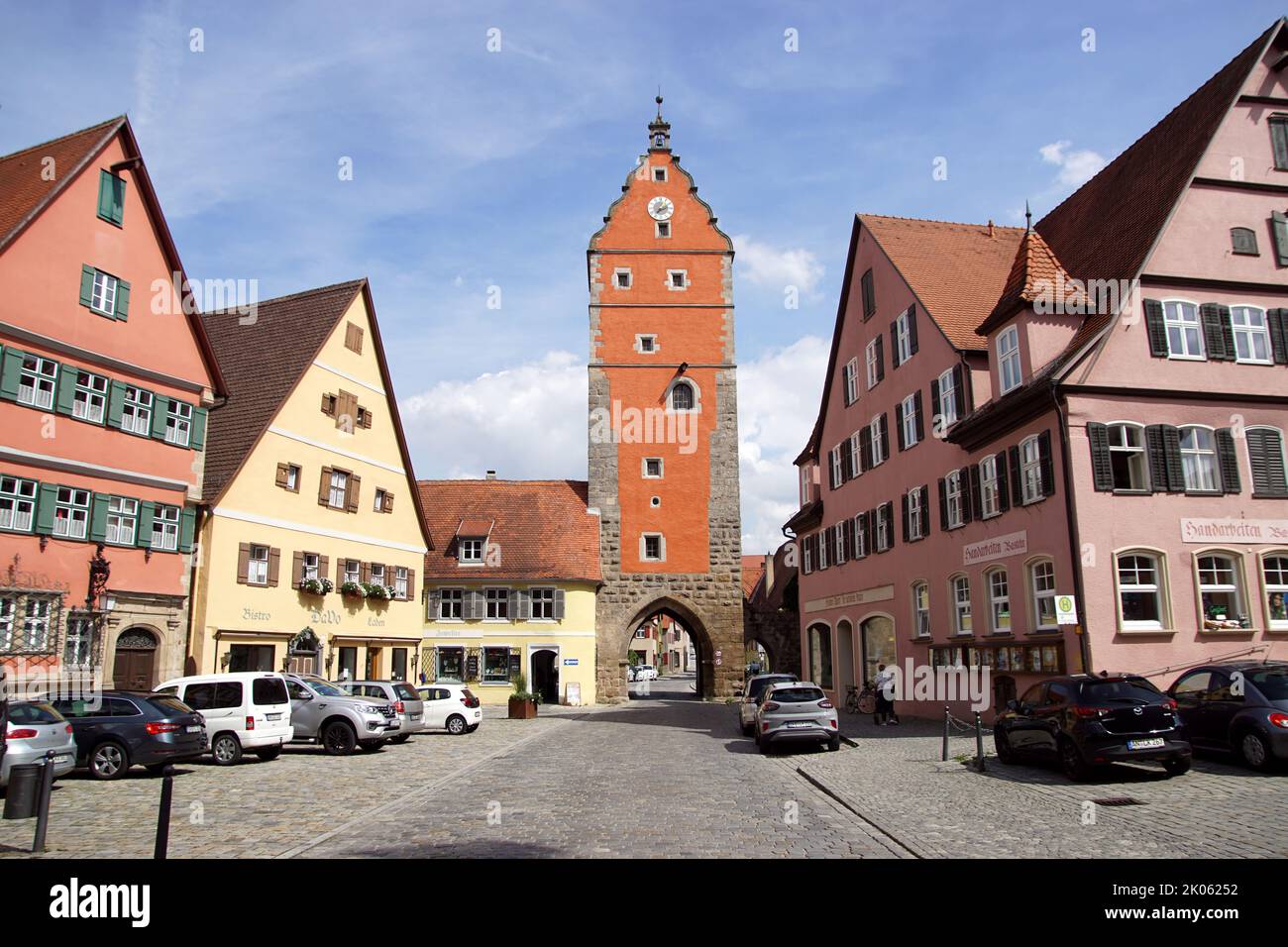 Wörnitztor, the medieval city gate from the old center of the German city of Dinkelsbühl. Summer. August. Stock Photo