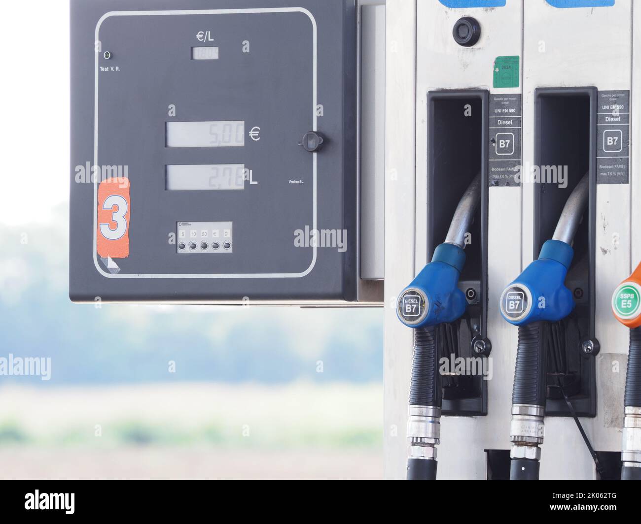 Diesel and petrol fuel filling stations and cars Stock Photo Alamy
