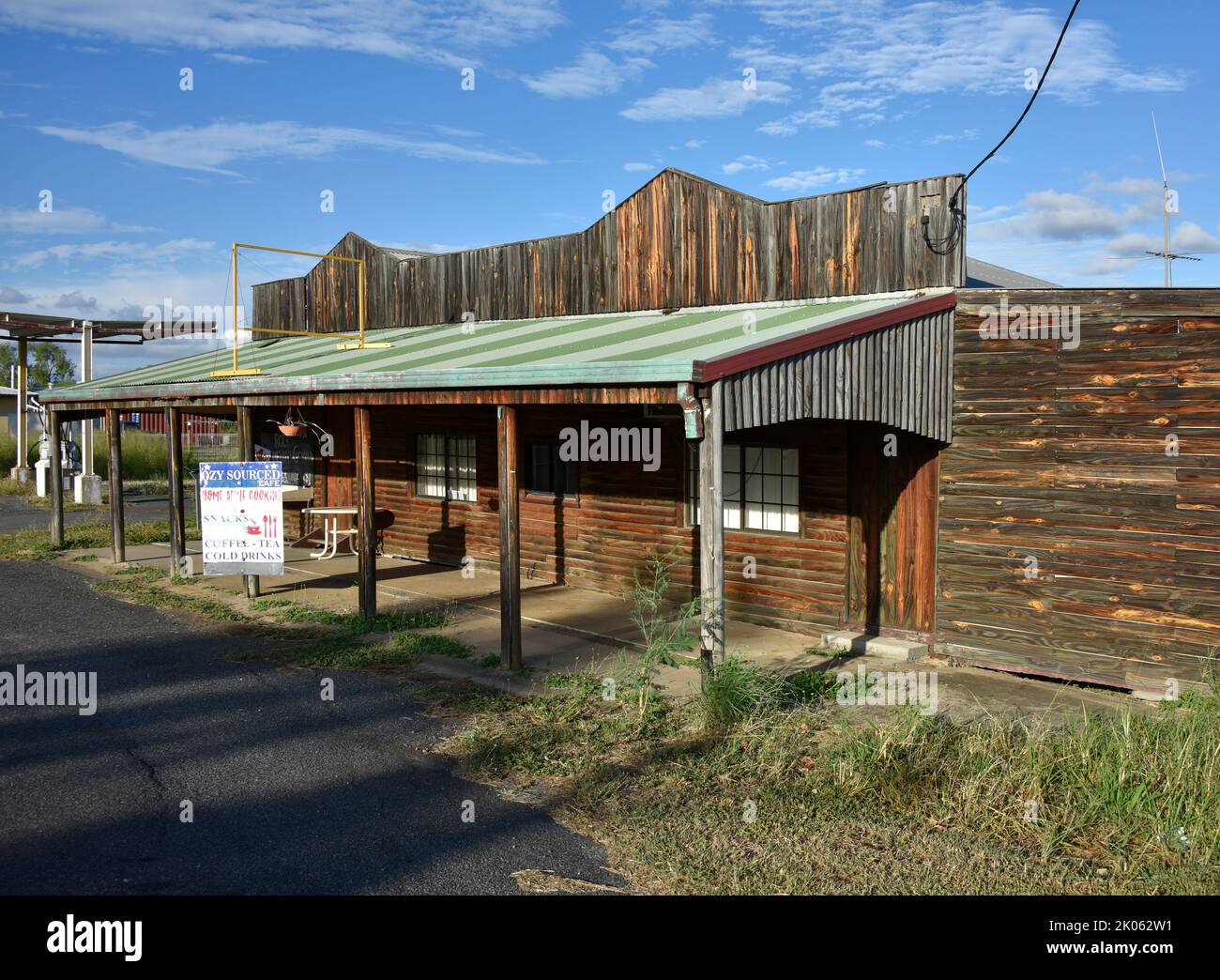 old abandoned fuel station and fruie and vegetable stall/shop outside Rockhampton in queensland, australia Stock Photo