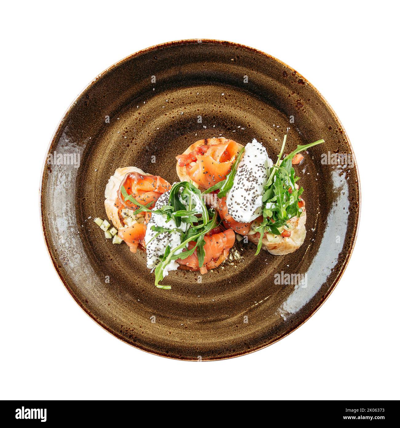Portion of fresh italian bruschettas Stock Photo