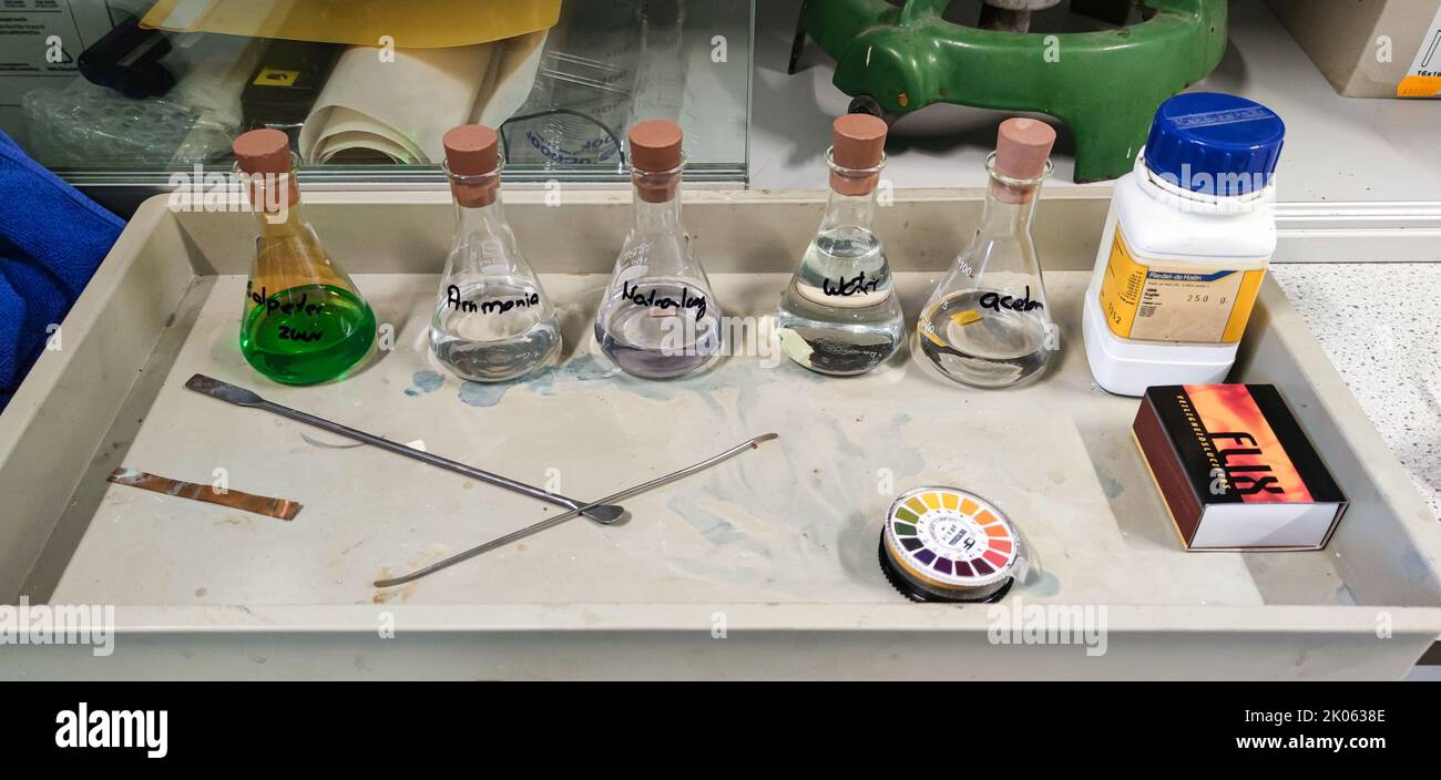 Vials Of Chemical Substances Intended For Chemistry Experiments In Vials of chemical substances intended for chemistry experiments in