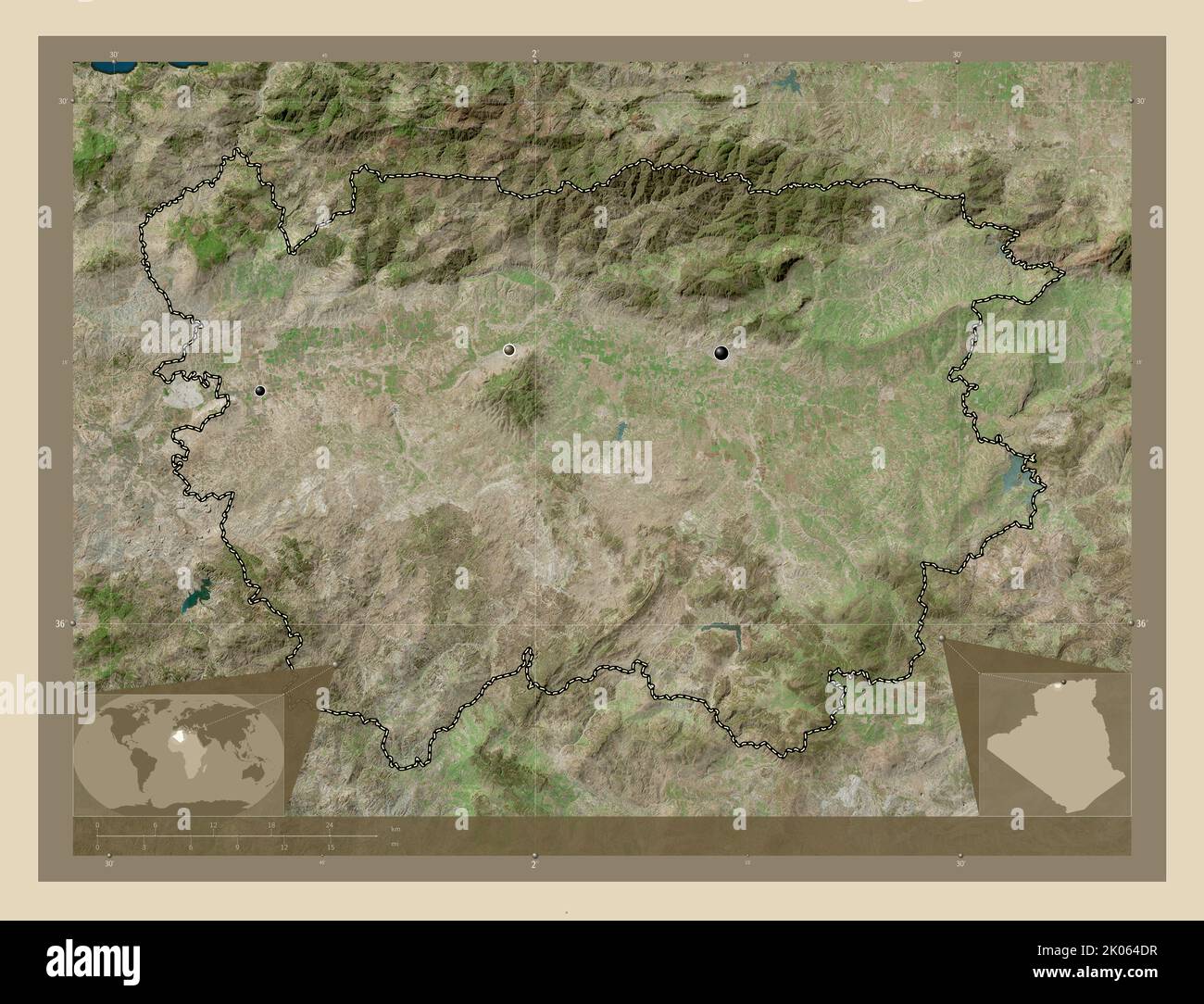 Ain Defla, province of Algeria. High resolution satellite map
