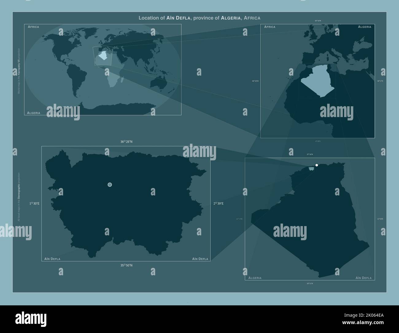 Ain Defla, province of Algeria. Diagram showing the location of the