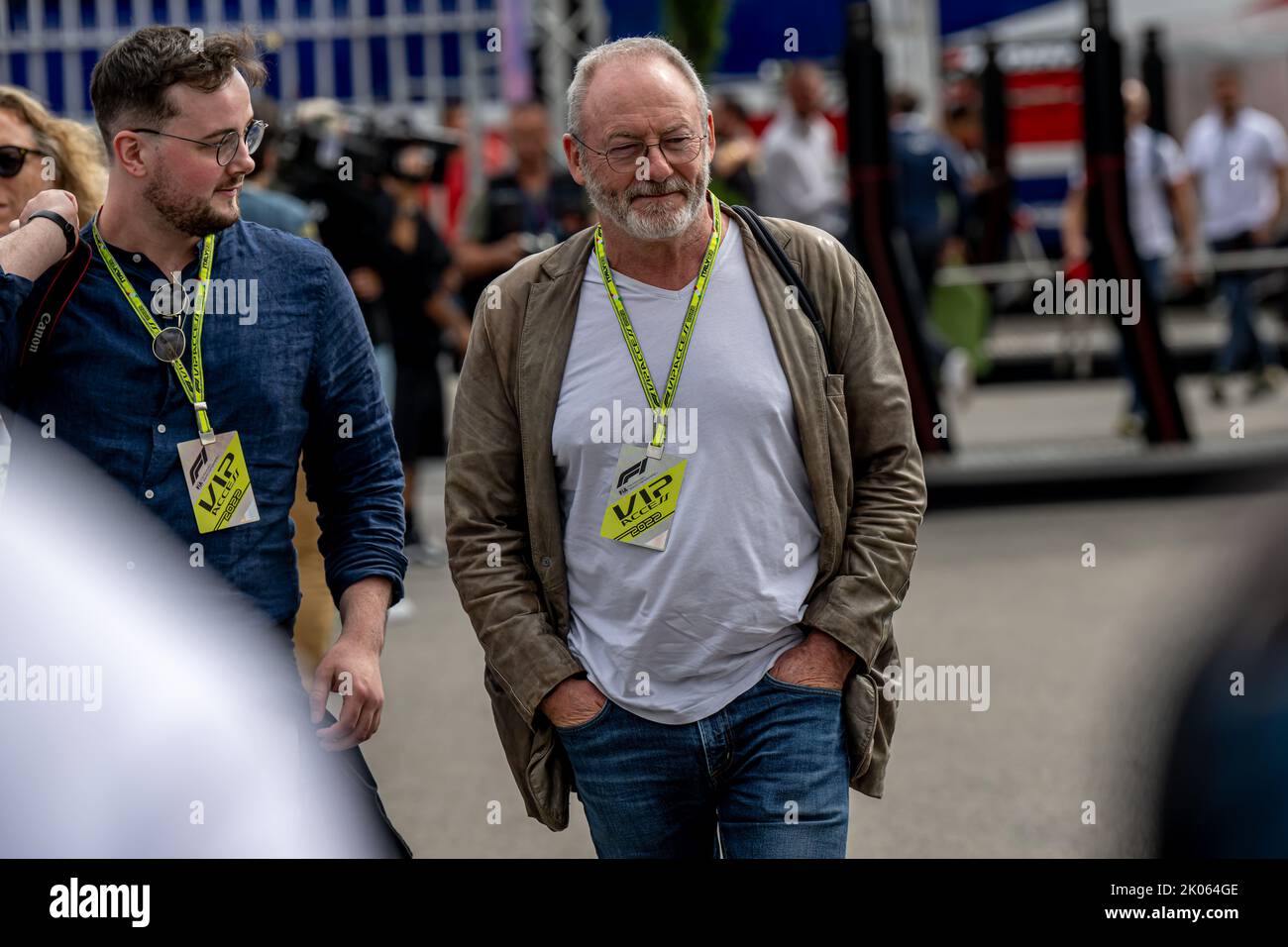 Monza, Italy, 09th Sep 2022, Jean Reno attending practice, round 16 of the 2022 Formula 1 championship. Credit: Michael Potts/Alamy Live News Stock Photo