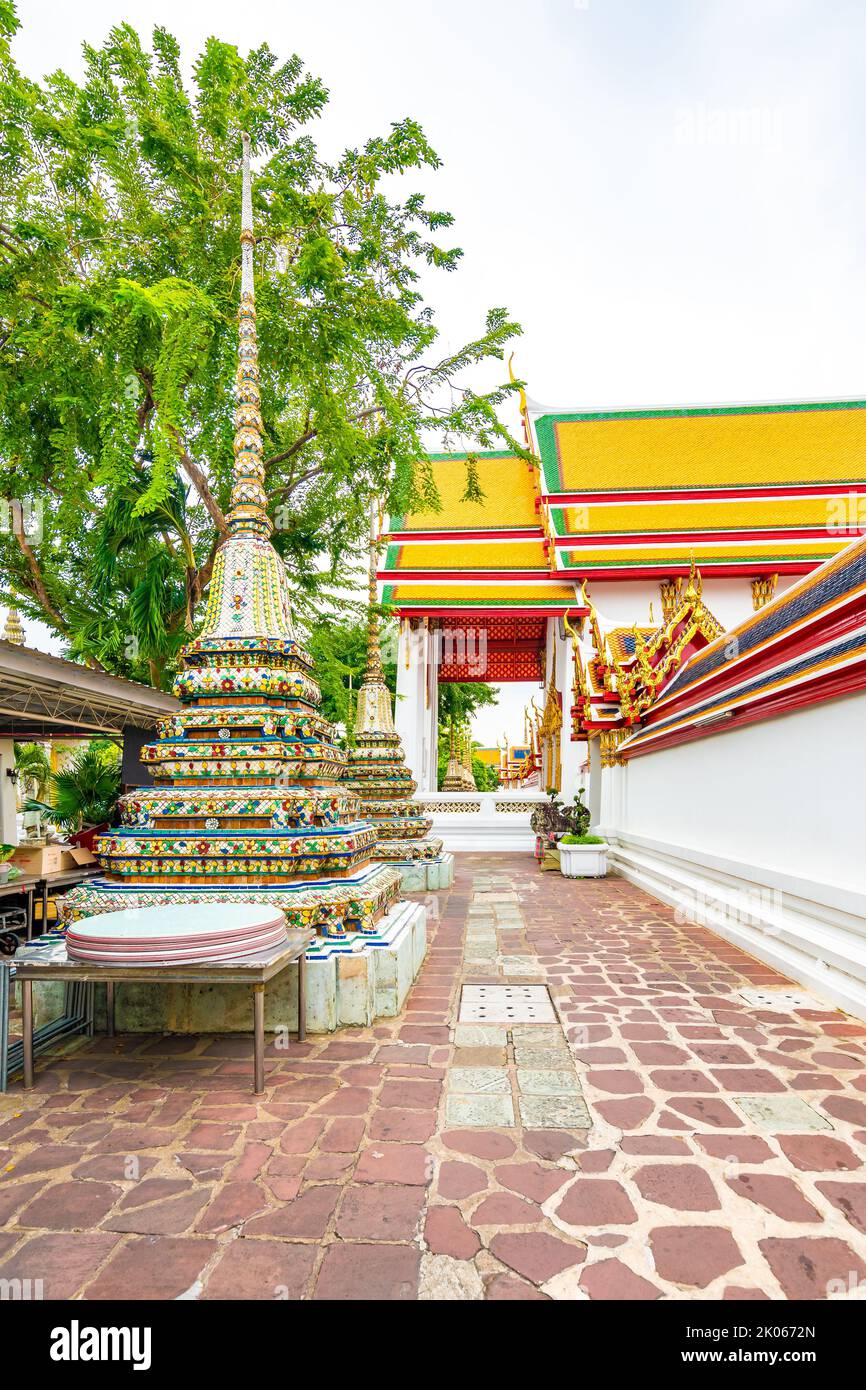 Wat Pho temple in Bangkok city, Thailand. View of pagoda and stupa in ...