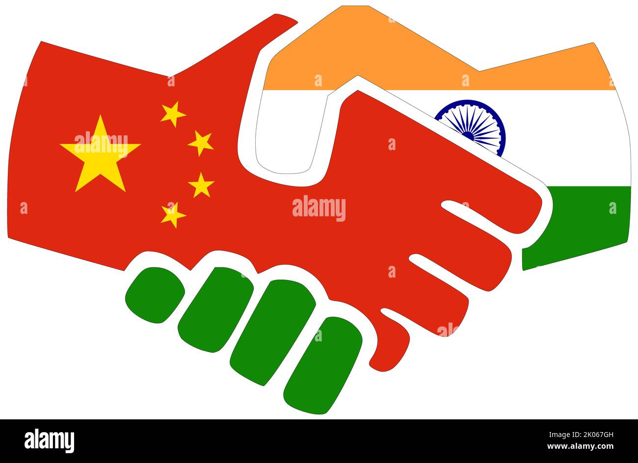 China - India : Handshake, symbol of agreement or friendship Stock Photo