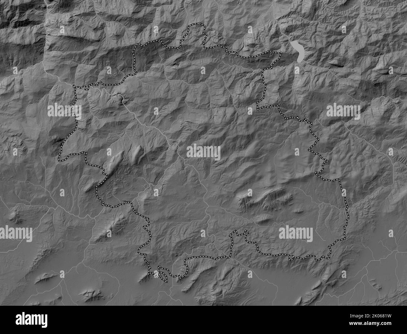 Constantine, province of Algeria. Grayscale elevation map with lakes