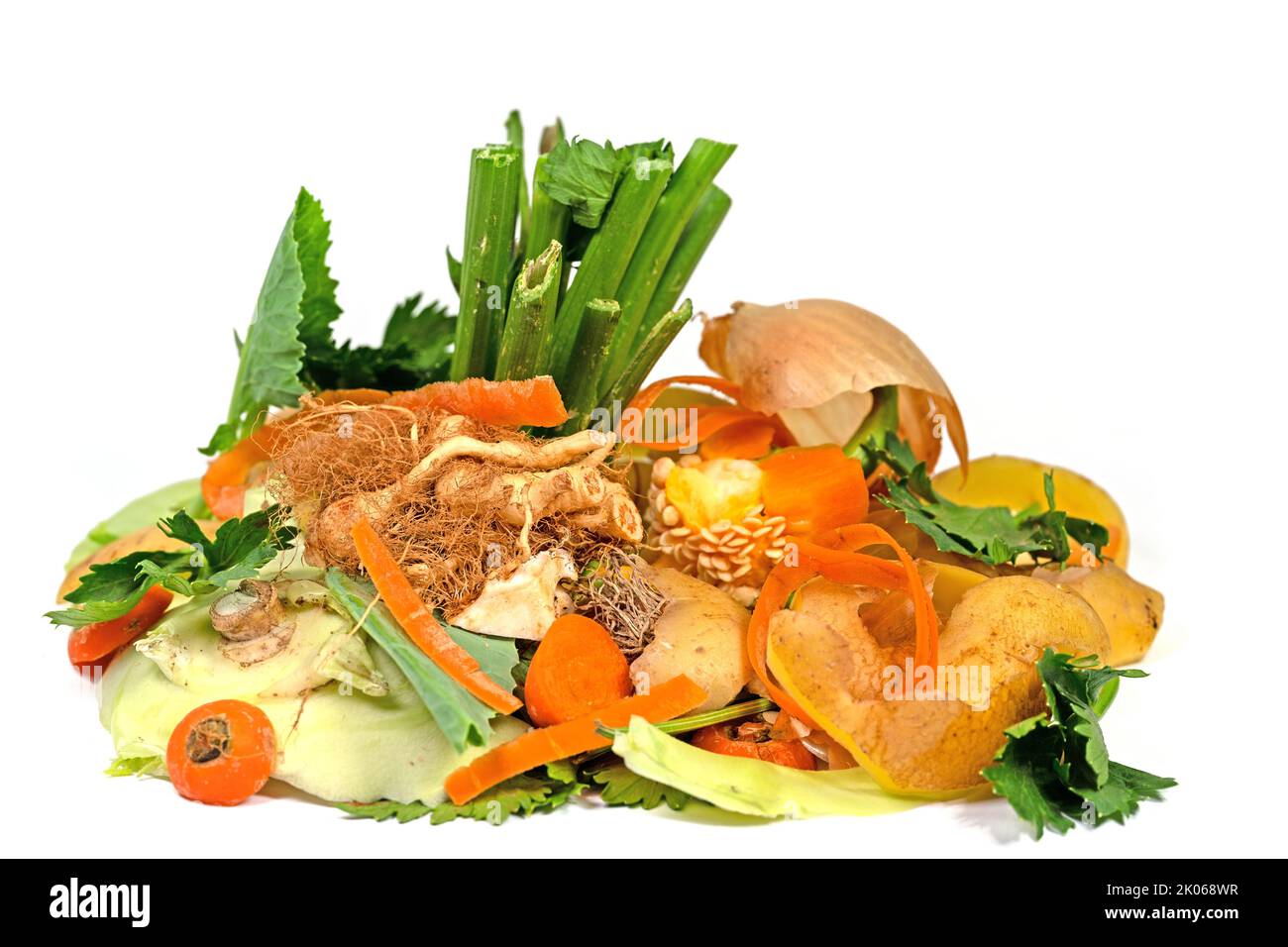 Organic waste for composting against a white background Stock Photo