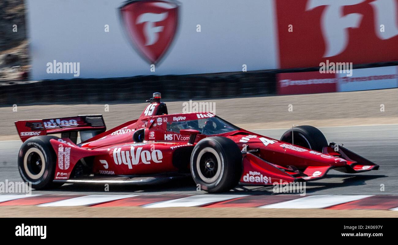 Monterey, CA, USA. 09th Sep, 2022. A. Rahal racing Letterman Lanigan Racing driver Jack Harvey coming out of turn 3 during the Firestone Grand Prix of Monterey Practice # 1 at Weathertech Raceway Laguna Seca Monterey, CA Thurman James/CSM/Alamy Live News Stock Photo