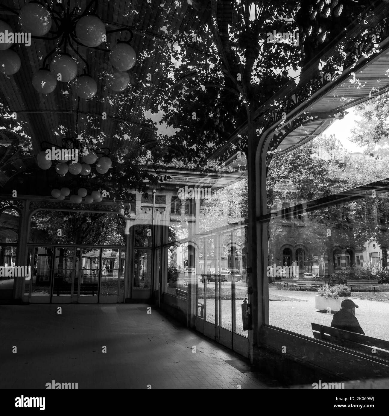 The Hall of Springs, B&W view, Vichy, Allier, AURA Region, Central 
