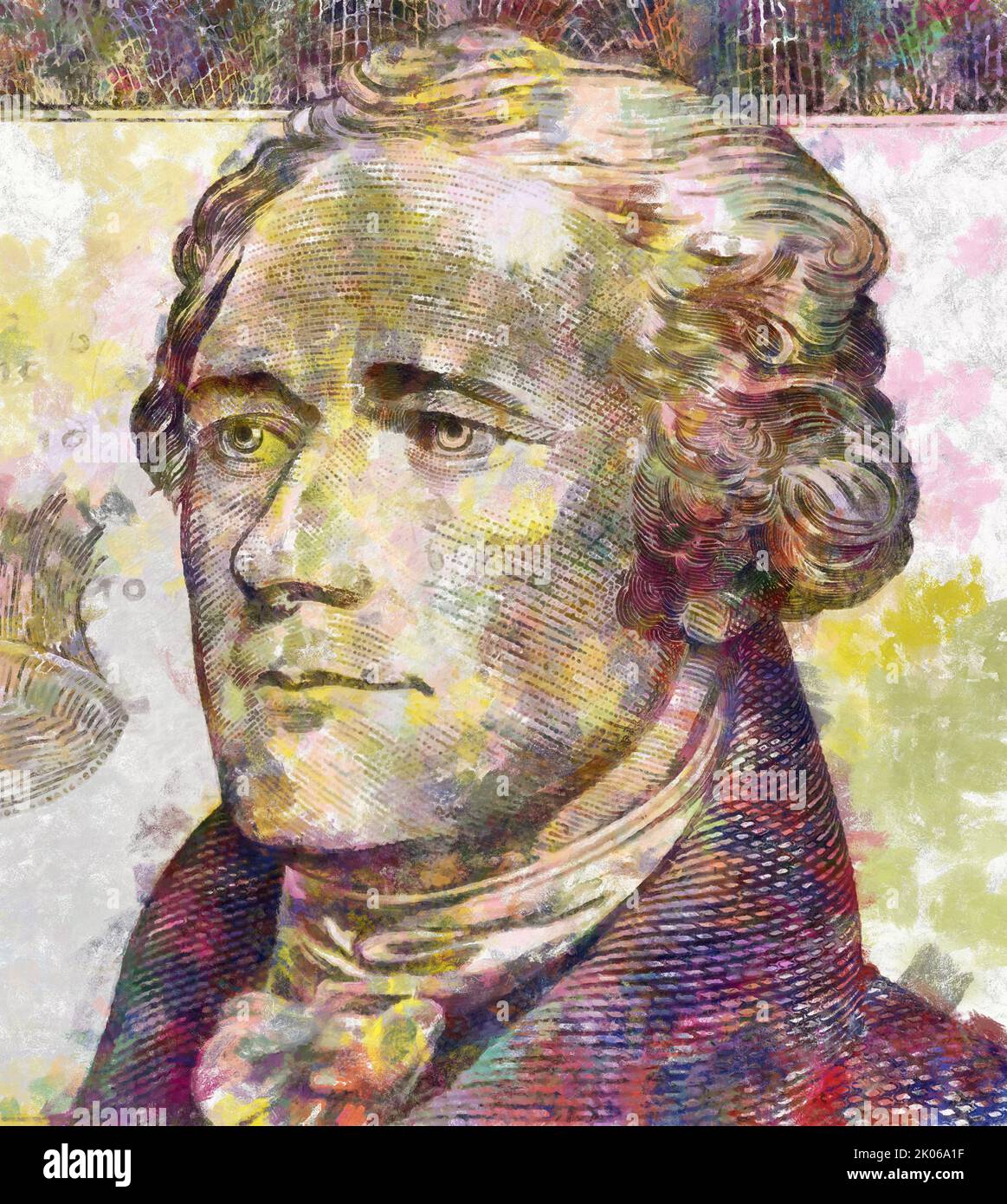 Illustrations portret Alexander Hamilton, American statesman