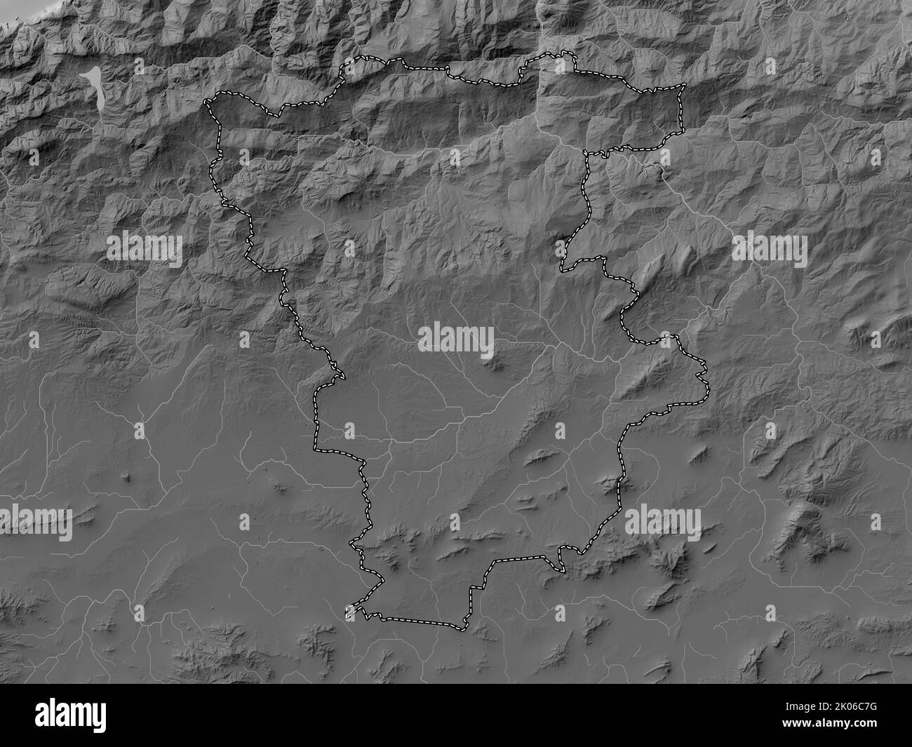 Mila, province of Algeria. Grayscale elevation map with lakes and rivers Stock Photo Alamy