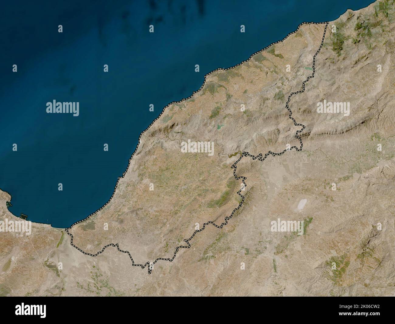 Mostaganem, province of Algeria. Low resolution satellite map Stock Photo