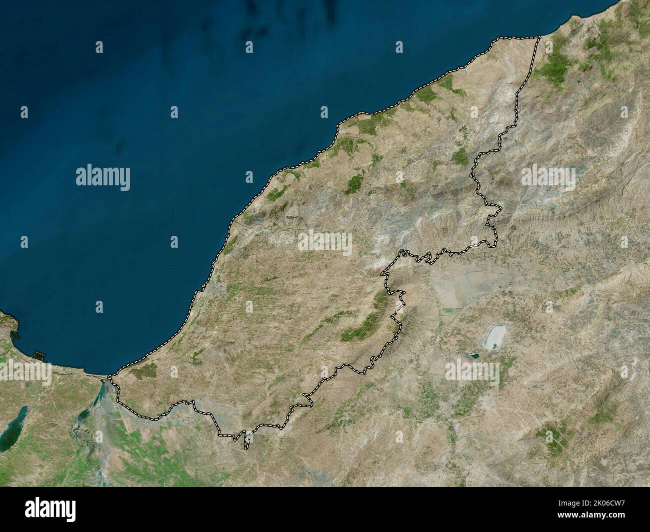 Mostaganem, province of Algeria. High resolution satellite map Stock Photo